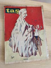 TAŞ HAFTALIK SİYASİ MİZAH DERGİSİ | 15 KASIM 1958 | SAYI: 5 | KAPAK: BEDRİ | İSMET İNÖNÜ Kendi Heykelini Yontuyor