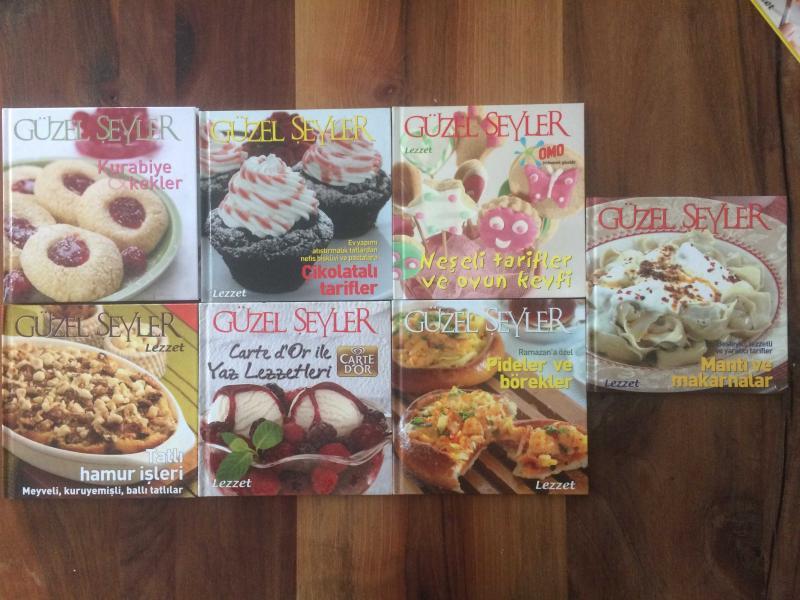 GÜZEL ŞEYLER - TATLI HAMUR İŞLERİ, KURABİYE & KEKLER, MANTI VE MAKARNALAR,YAZ LEZZETLERİ, ÇİKOLATALI TARİFLER, PİDELER  BÖREKLER, NEŞELİ TARİFLER (7 KİTAP)