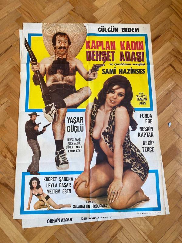 KAPLAN KADIN DEHŞET ADASI Yerli Film Afişi | Gülgün Erdem, Sami Hazinses, Funda Ege | 1972