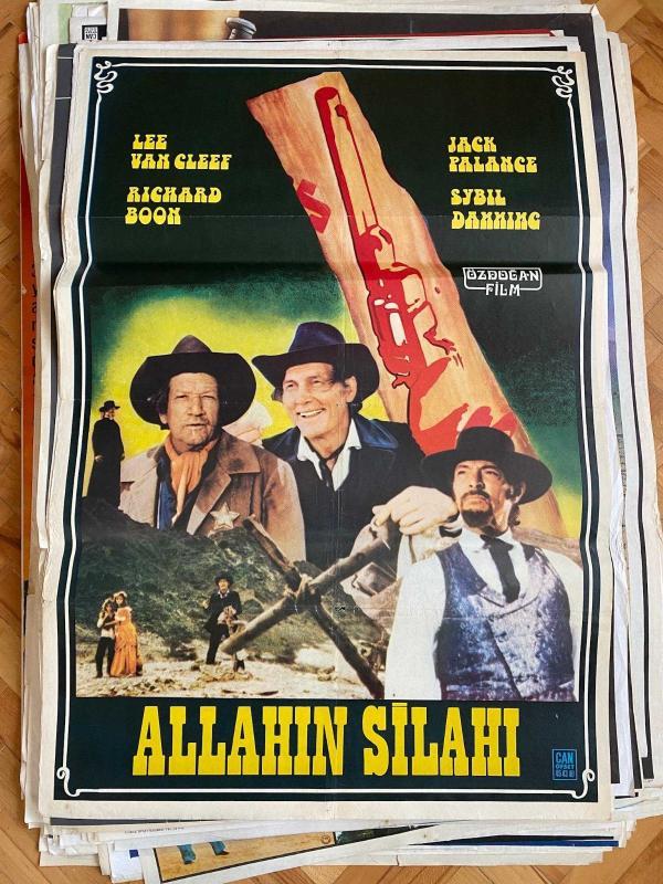 ALLAHIN SİLAHI FİLMİNİN AFİŞİ WESTERN YÖNETMEN: GIANFRANCO PAROLINI OYNAYANLAR: LEE VAN CLEEF, JACK PALANCE, RICHARD BOONE, SYBIL DANNING