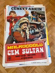 MALKOÇOĞLU CEM SULTAN FİLMİNİN AFİŞİ OYNAYANLAR: CÜNEYT ARKIN, BEHÇET NACAR, FERİ CANSEL, AYTEKİN AKKAYA