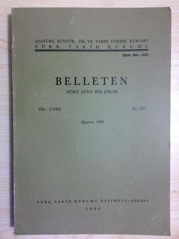 BELLETEN  CİLT LVIII SAYI 222 AĞUSTOS 1994