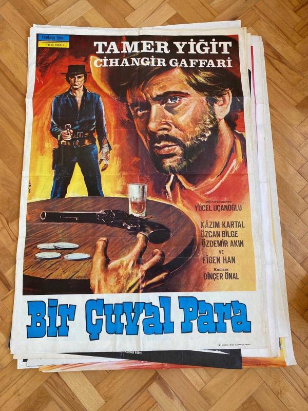 Bir Çuval Para | Tamer Yiğit, Cihangir Gaffari Orijinal Yeşilçam Çizim Film Afişi