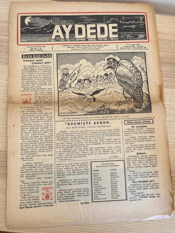 AYDEDE | 15 Mayıs 1948 | NO: 91 - 3 | Atom tehditleri | Tam boy