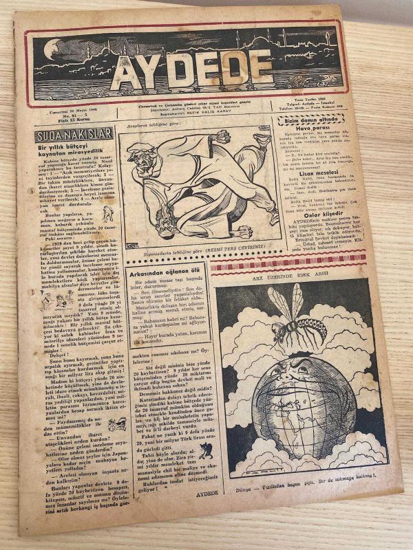 AYDEDE | 22 Mayıs 1948 | NO: 91 - 5 | Arapların tebliğine göre Siyonistlerin tebliğine göre | Ciltten çıkma delikli