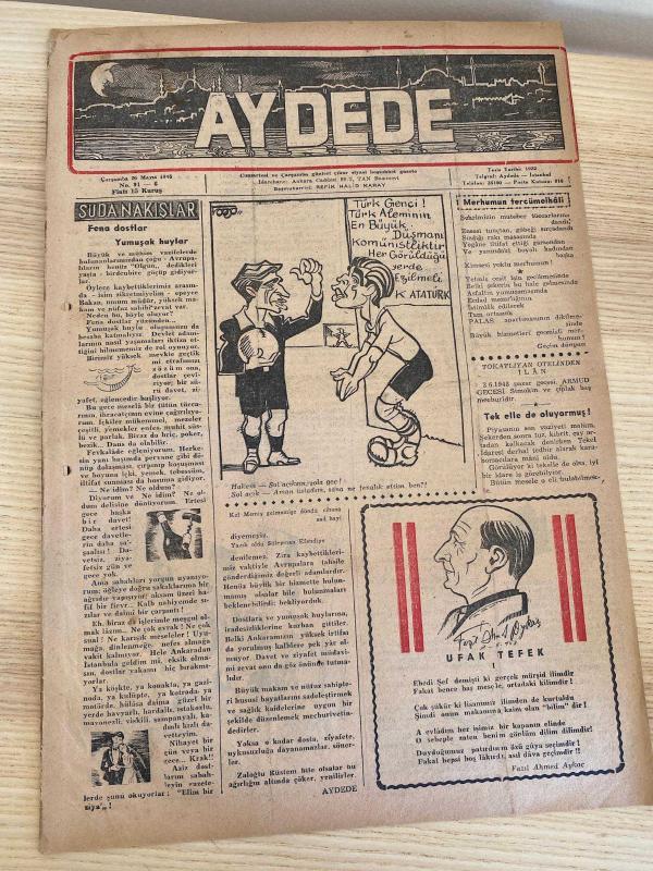 AYDEDE | 26 Mayıs 1948 | NO: 91 - 6 | Ciltten çıkma delikli