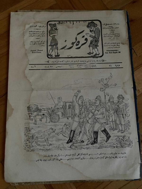 KARAGÖZ OSMANLICA NO.58 MİZAHİ HALK GAZETESİ 1908 | Sene 1