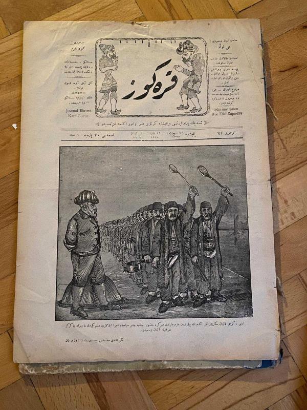 KARAGÖZ OSMANLICA NO.72 MİZAHİ HALK GAZETESİ 1908 | Sene 1 | Karagöz Osmanlı'da İşçi Eylemi Kaşık Kaldırılıyor
