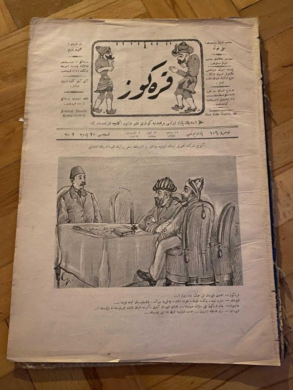 KARAGÖZ OSMANLICA NO.106 MİZAHİ HALK GAZETESİ 1909 | Sene 2 | Karagöz ve Hacivat Toplantıda