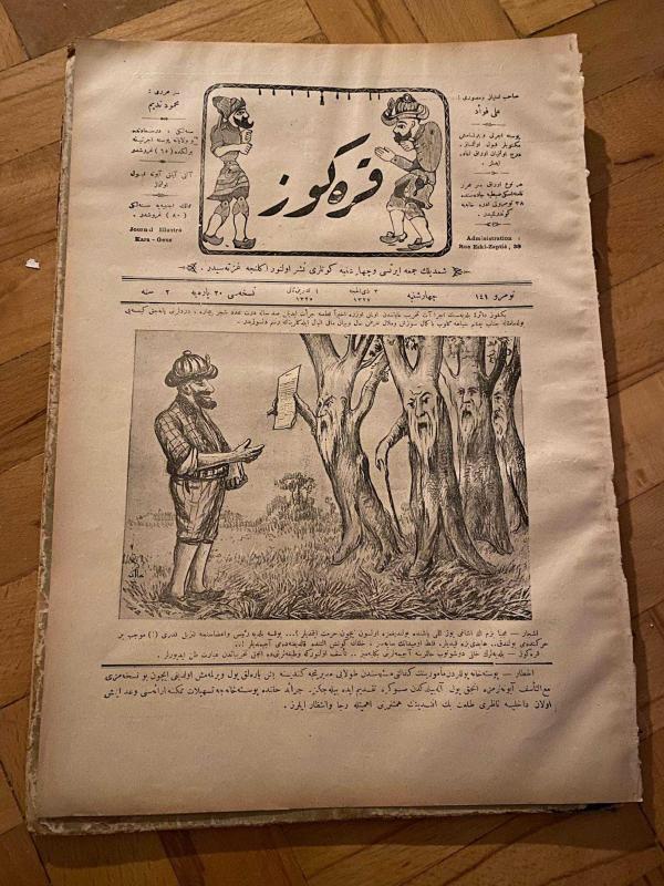 KARAGÖZ OSMANLICA NO.141 MİZAHİ HALK GAZETESİ 1909 | Sene 2 | Karagöz Konuşan Ormanlarda Entler 1909