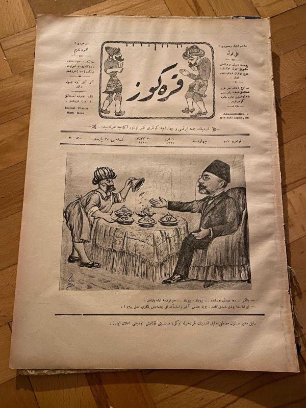 KARAGÖZ OSMANLICA NO.157 MİZAHİ HALK GAZETESİ 1909 | Sene 2 | Karagöz Aşçı