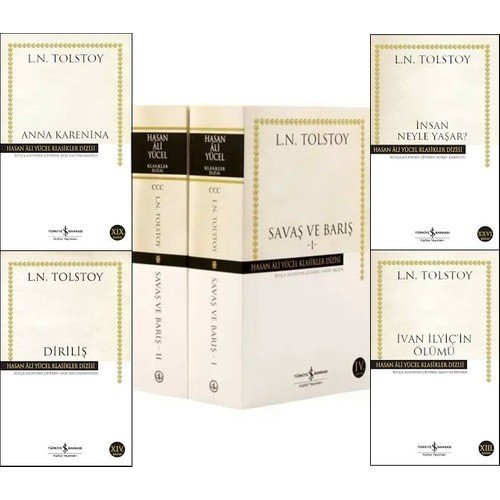 İş Bankası Hasan Ali Yücel Klasikeri Tolstoy 5 Kitap Set (Anna Karenina, Diriliş, Savaş ve Barış 2 Cilt, İnsan Neyle Yaşar, İvan İlyiç'in Ölümü)