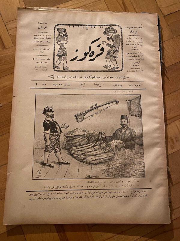 KARAGÖZ OSMANLICA NO.180 MİZAHİ HALK GAZETESİ 1909 | Sene 2 | Karagöz Yorgan