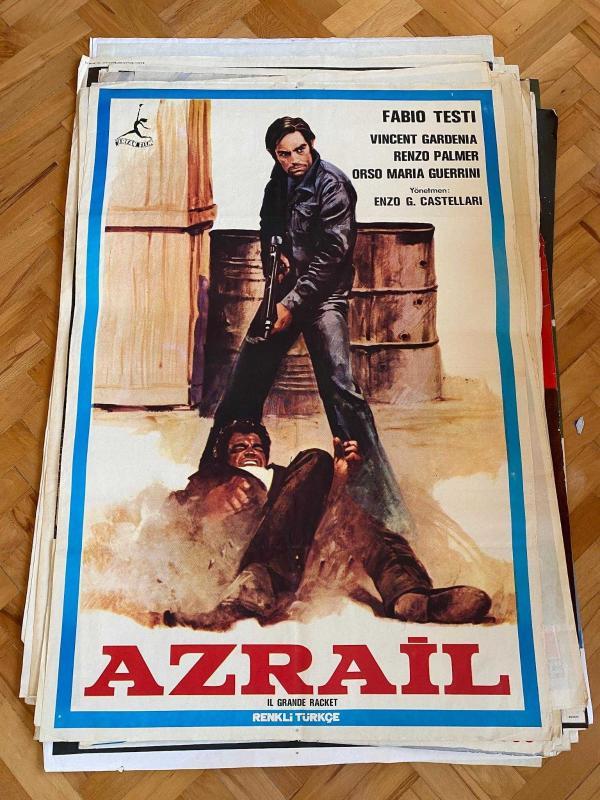 AZRAİL FİLMİNİN AFİŞİ OYNAYANLAR: FABI TESTI, VINCENT GARDENIA, RENZO PALMER YÖNETMEN: ENZO G. CASTELLARI