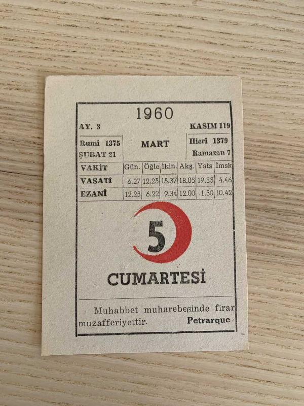 KIZILAY TAKVİMİ YAPRAĞI (5 MART 1960)