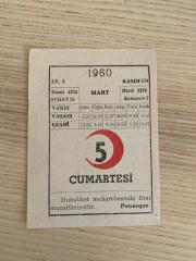 KIZILAY TAKVİMİ YAPRAĞI (5 MART 1960)