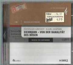 Eichmann - von der Banalität des Bösen / HANNAH ARENDT - KARL JASPERS (kötülüğün sıradanlığından- ORJİNAL RÖPORTAJ - 1 CD, 75 dak.)