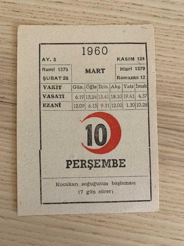 KIZILAY TAKVİMİ YAPRAĞI (10 MART 1960)