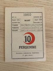 KIZILAY TAKVİMİ YAPRAĞI (10 MART 1960)