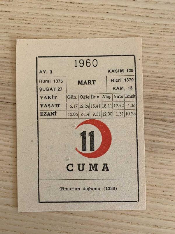 KIZILAY TAKVİMİ YAPRAĞI (11 MART 1960)
