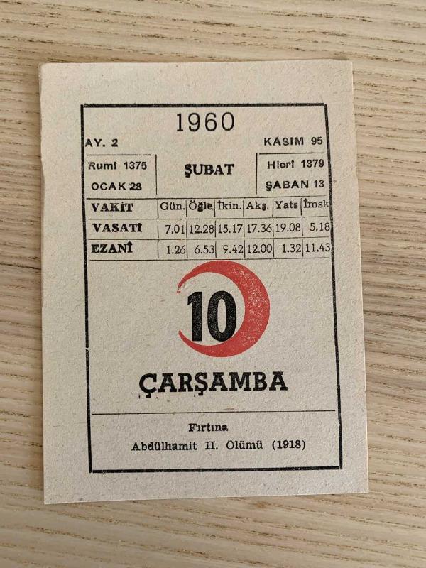 KIZILAY TAKVİMİ YAPRAĞI (10 ŞUBAT 1960)