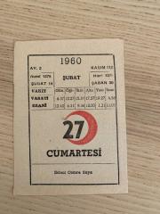KIZILAY TAKVİMİ YAPRAĞI (27 ŞUBAT 1960)