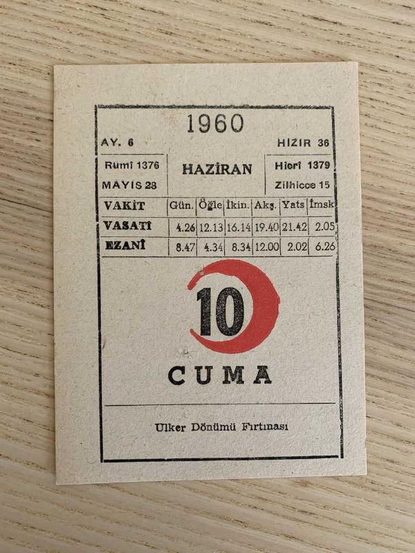 KIZILAY TAKVİMİ YAPRAĞI (10 HAZİRAN 1960)