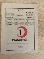 KIZILAY TAKVİMİ YAPRAĞI (1 ŞUBAT 1960)