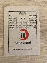 KIZILAY TAKVİMİ YAPRAĞI (11 OCAK 1960)